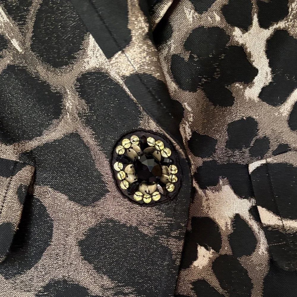 St. John Leopard Print Black and Gold Blazer - Picture 2 of 5
